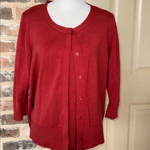 Coldwater Creek Rust Orange Silk & Cotton Blend Tank & Sweater Twinset Sz XL